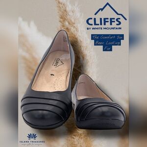 Cliffs White Mountain Clara Women Ballet Flat Navy Burnish Smooth 8.5M Shoes